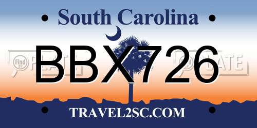 BBX726 South Carolina License Plate