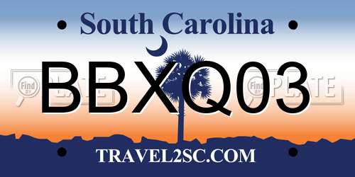 BBXQ03 South Carolina License Plate