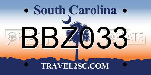BBZ033 South Carolina License Plate