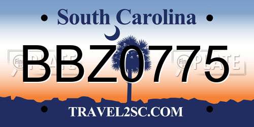 BBZ0775 South Carolina License Plate