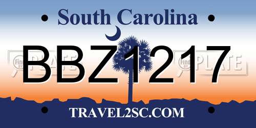 BBZ1217 South Carolina License Plate