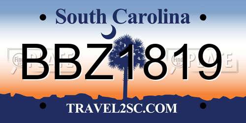BBZ1819 South Carolina License Plate