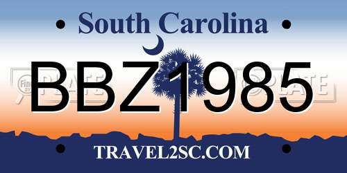 BBZ1985 South Carolina License Plate