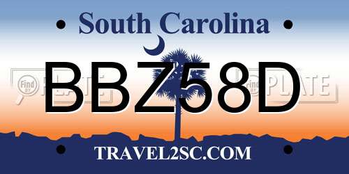 BBZ58D South Carolina License Plate