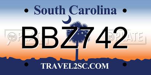 BBZ742 South Carolina License Plate