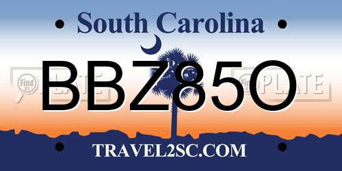 BBZ85O South Carolina License Plate