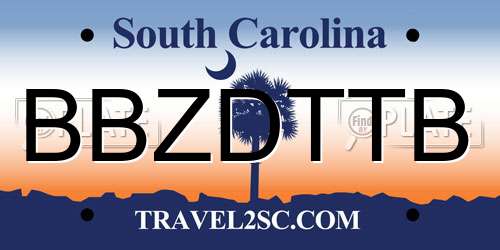 BBZDTTB South Carolina License Plate