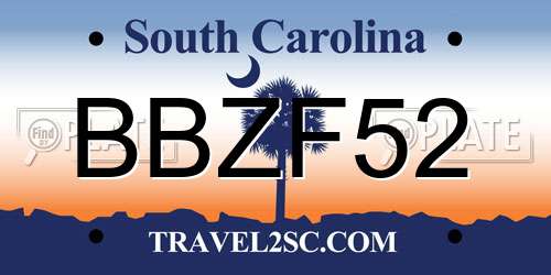 BBZF52 South Carolina License Plate