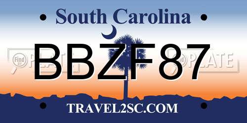 BBZF87 South Carolina License Plate