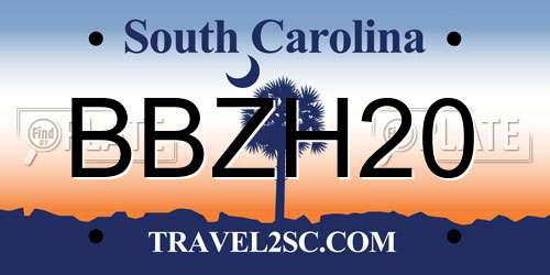 BBZH20 South Carolina License Plate