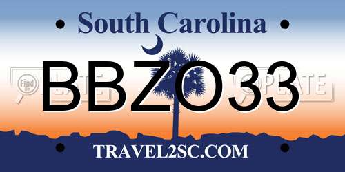 BBZO33 South Carolina License Plate