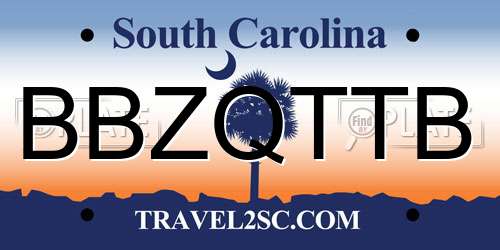 BBZQTTB South Carolina License Plate