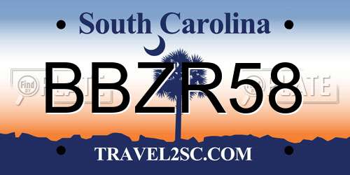 BBZR58 South Carolina License Plate