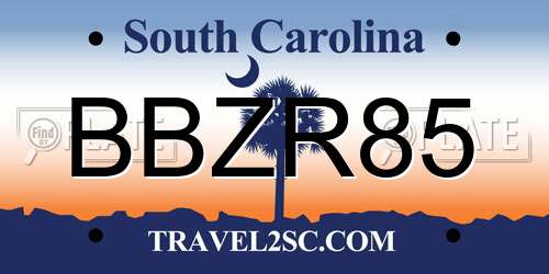 BBZR85 South Carolina License Plate