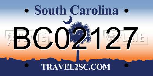 BC02127 South Carolina License Plate