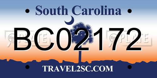 BC02172 South Carolina License Plate