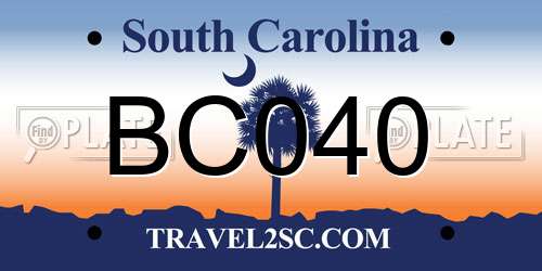 BC040 South Carolina License Plate