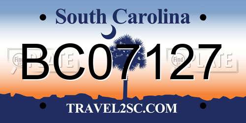 BC07127 South Carolina License Plate