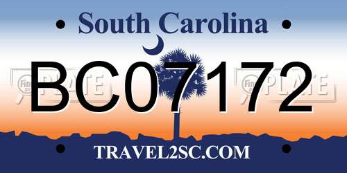 BC07172 South Carolina License Plate