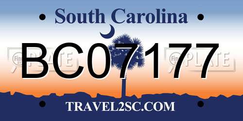 BC07177 South Carolina License Plate