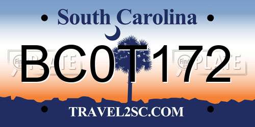 BC0T172 South Carolina License Plate