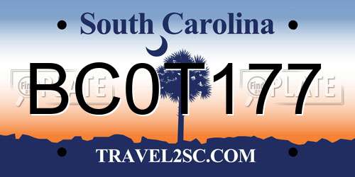 BC0T177 South Carolina License Plate