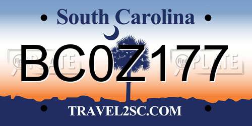 BC0Z177 South Carolina License Plate