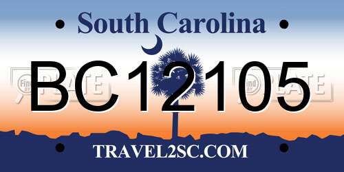 BC12105 South Carolina License Plate