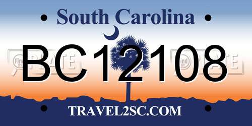 BC12108 South Carolina License Plate