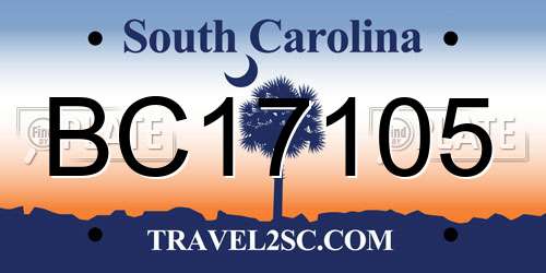 BC17105 South Carolina License Plate