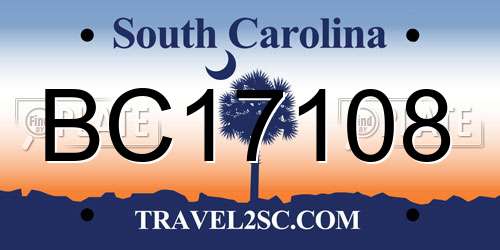 BC17108 South Carolina License Plate