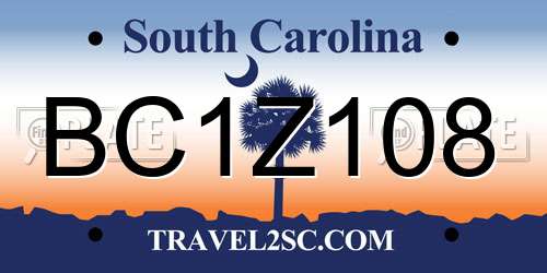 BC1Z108 South Carolina License Plate