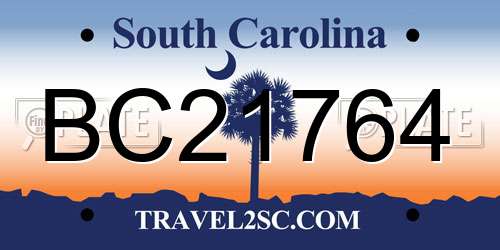 BC21764 South Carolina License Plate