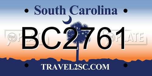 BC2761 South Carolina License Plate