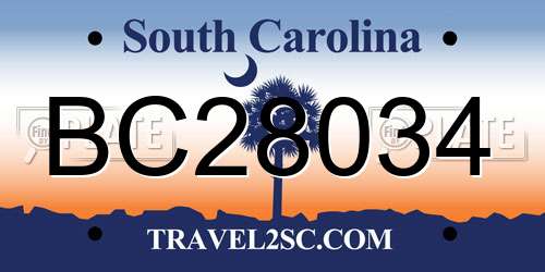 BC28034 South Carolina License Plate