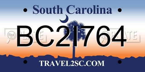 BC2I764 South Carolina License Plate