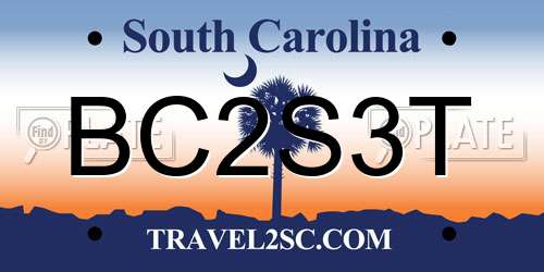 BC2S3T South Carolina License Plate