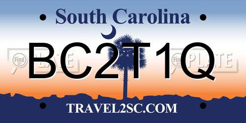 BC2T1Q South Carolina License Plate