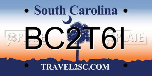 BC2T6I South Carolina License Plate