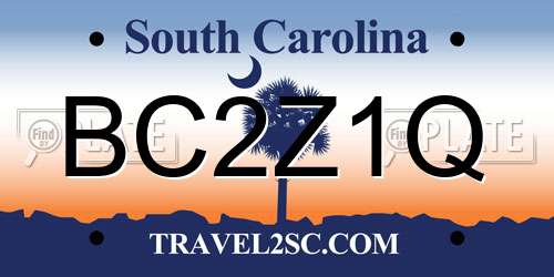 BC2Z1Q South Carolina License Plate