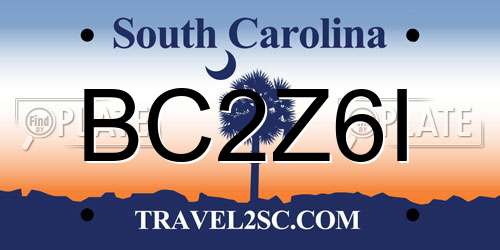 BC2Z6I South Carolina License Plate