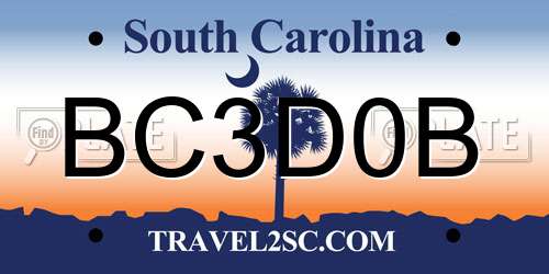 BC3D0B South Carolina License Plate