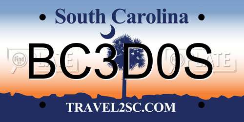 BC3D0S South Carolina License Plate