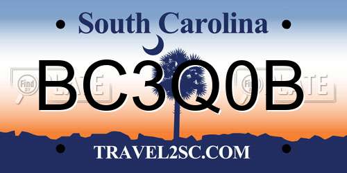 BC3Q0B South Carolina License Plate