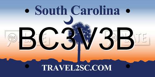 BC3V3B South Carolina License Plate
