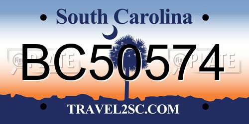 BC50574 South Carolina License Plate