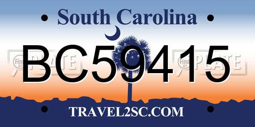 BC59415 South Carolina License Plate