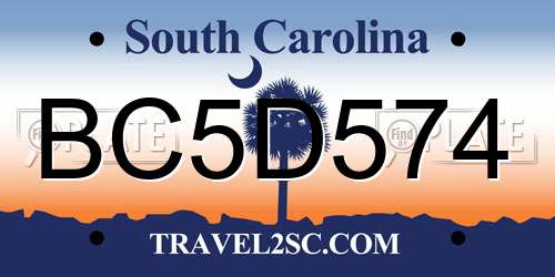BC5D574 South Carolina License Plate