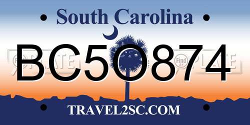 BC5O874 South Carolina License Plate