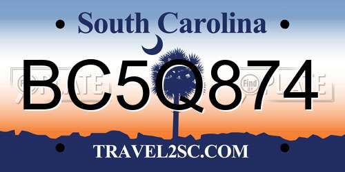 BC5Q874 South Carolina License Plate